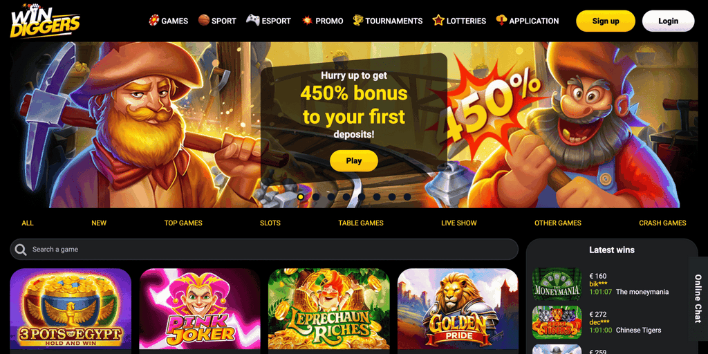 Win Diggers Online Casino System